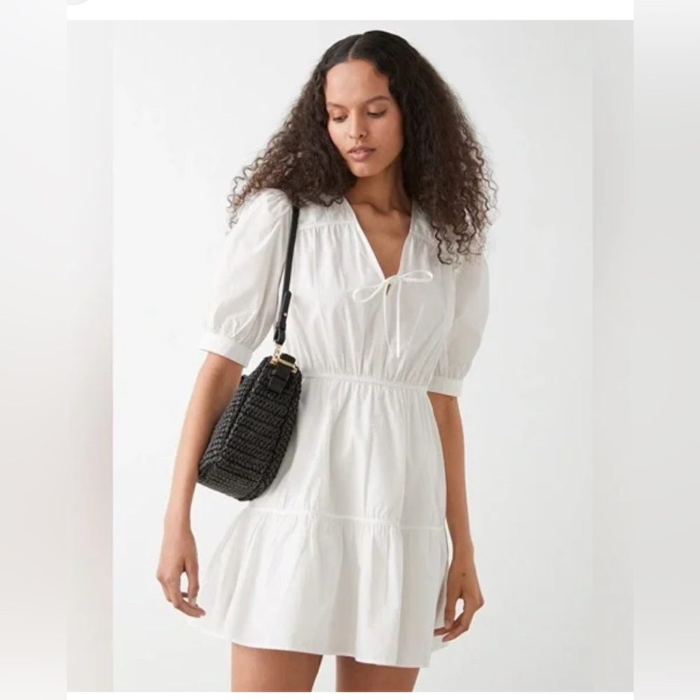 & other stories puff sleeve tired mini dress. Size 2